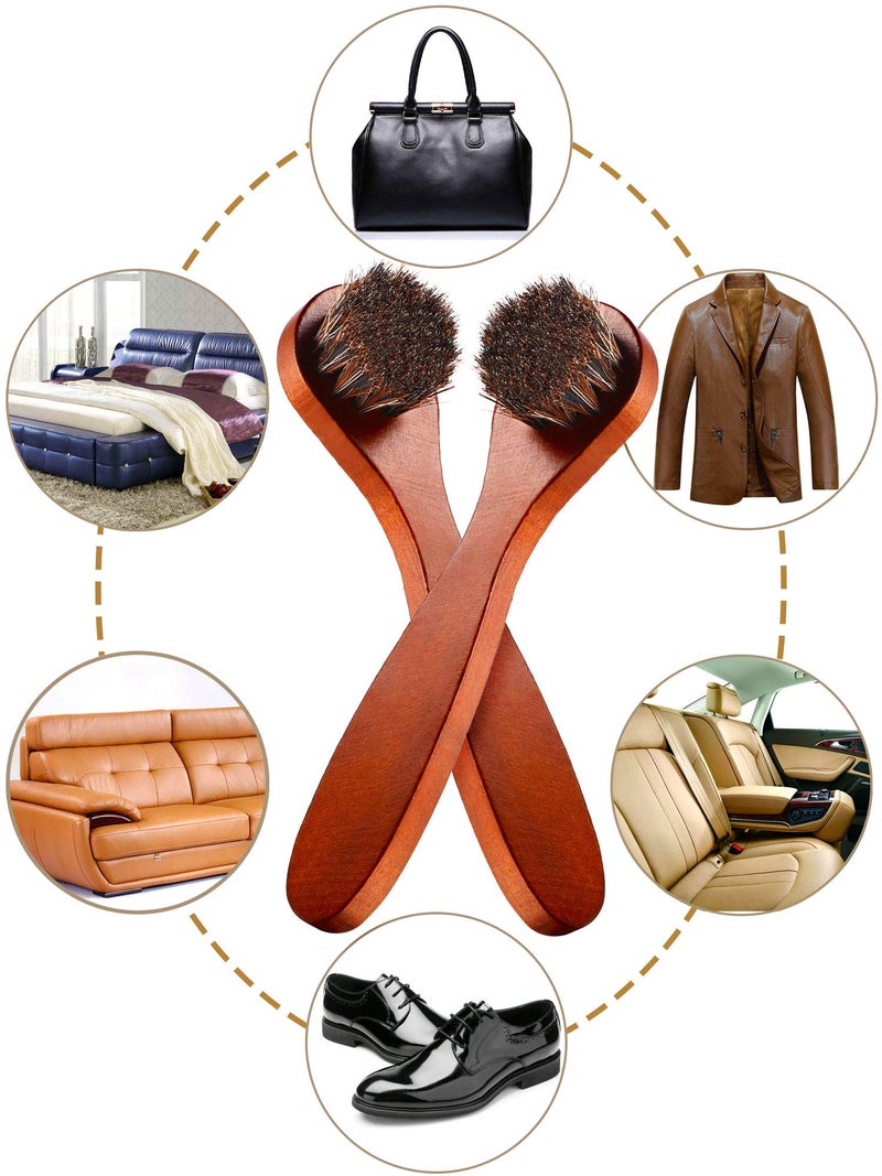 Youngjoy 6 Pieces Horsehair Shine Shoes Brush kit Polish Dauber Applicators, Brown, 6 x 1.5 inches - Image 4
